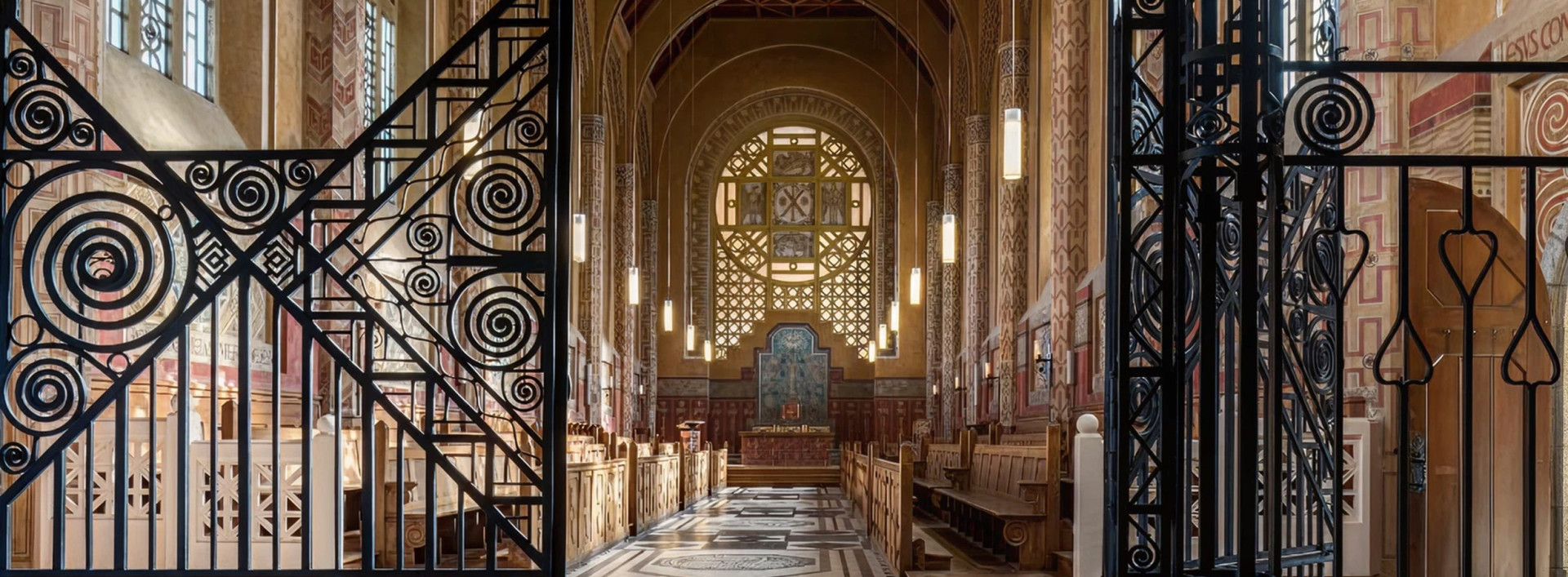 Inside View Church With Religious Icons Walls Windows 1