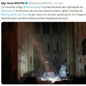 Tweet de Mgr denis Moutel au sujet de l'incendie de Notre-Dame de Paris